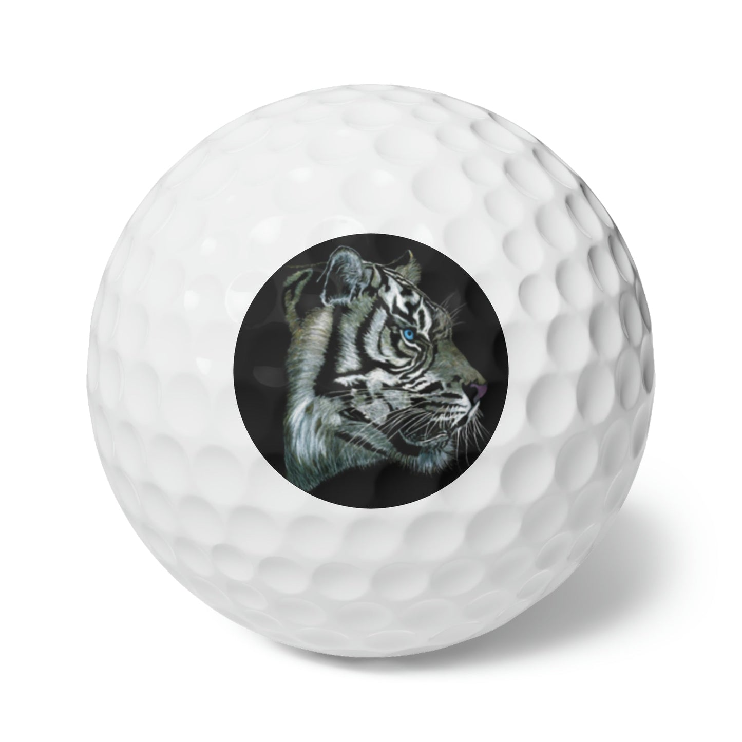 Golf Balls, 6pcs - "WHITE TIGER" Custom Art Print