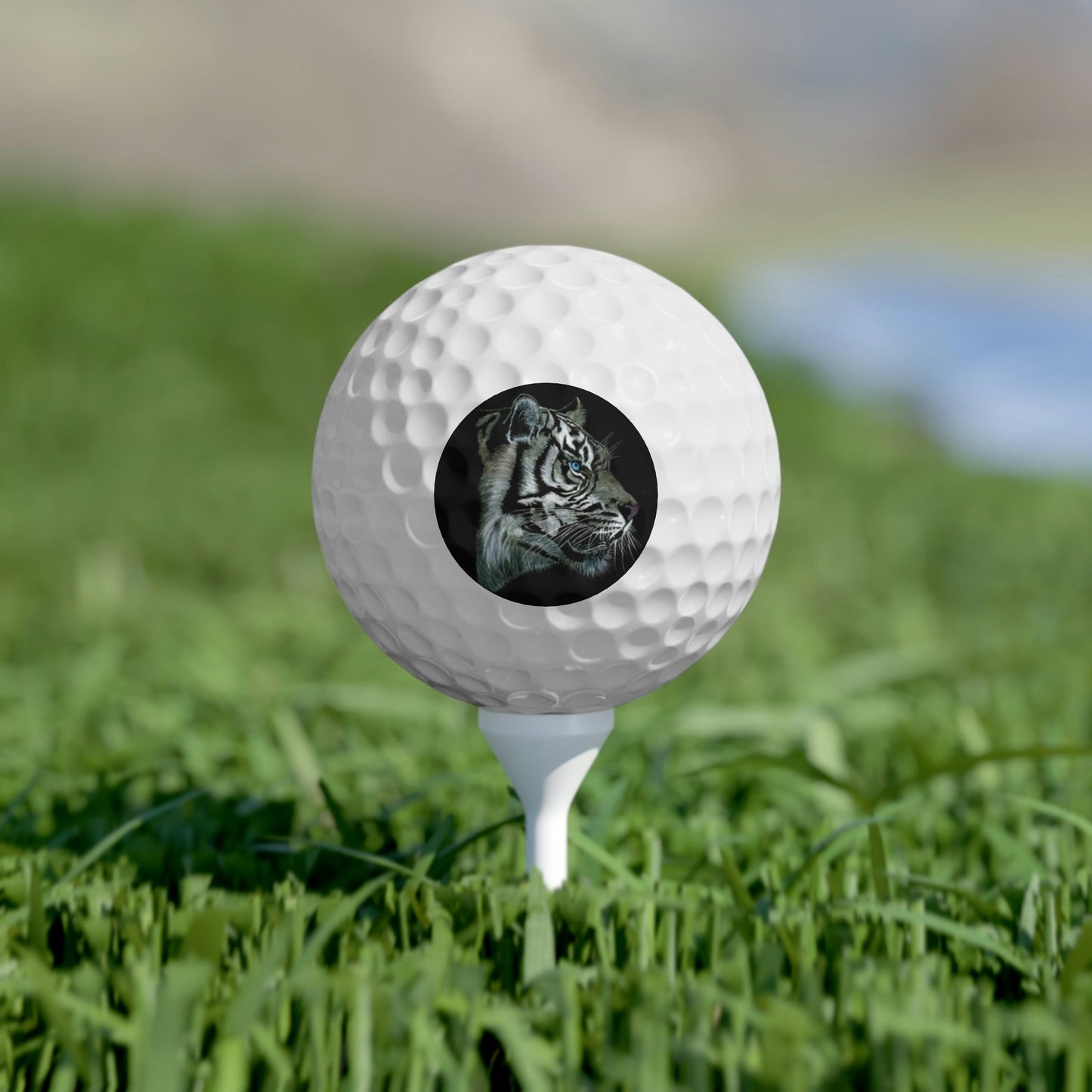 Golf Balls, 6pcs - "WHITE TIGER" Custom Art Print