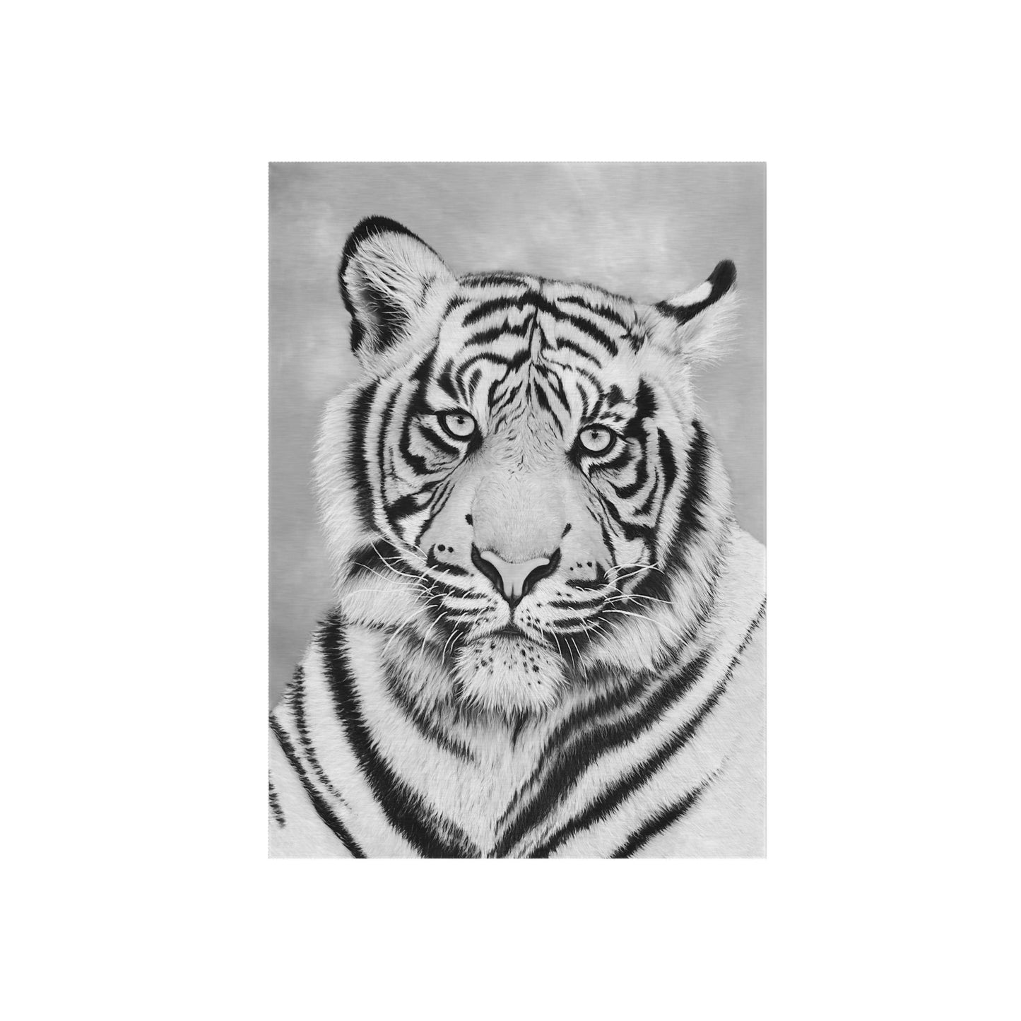 Outdoor Rugs - "MONOCHROME TIGER" | Custom Art Print