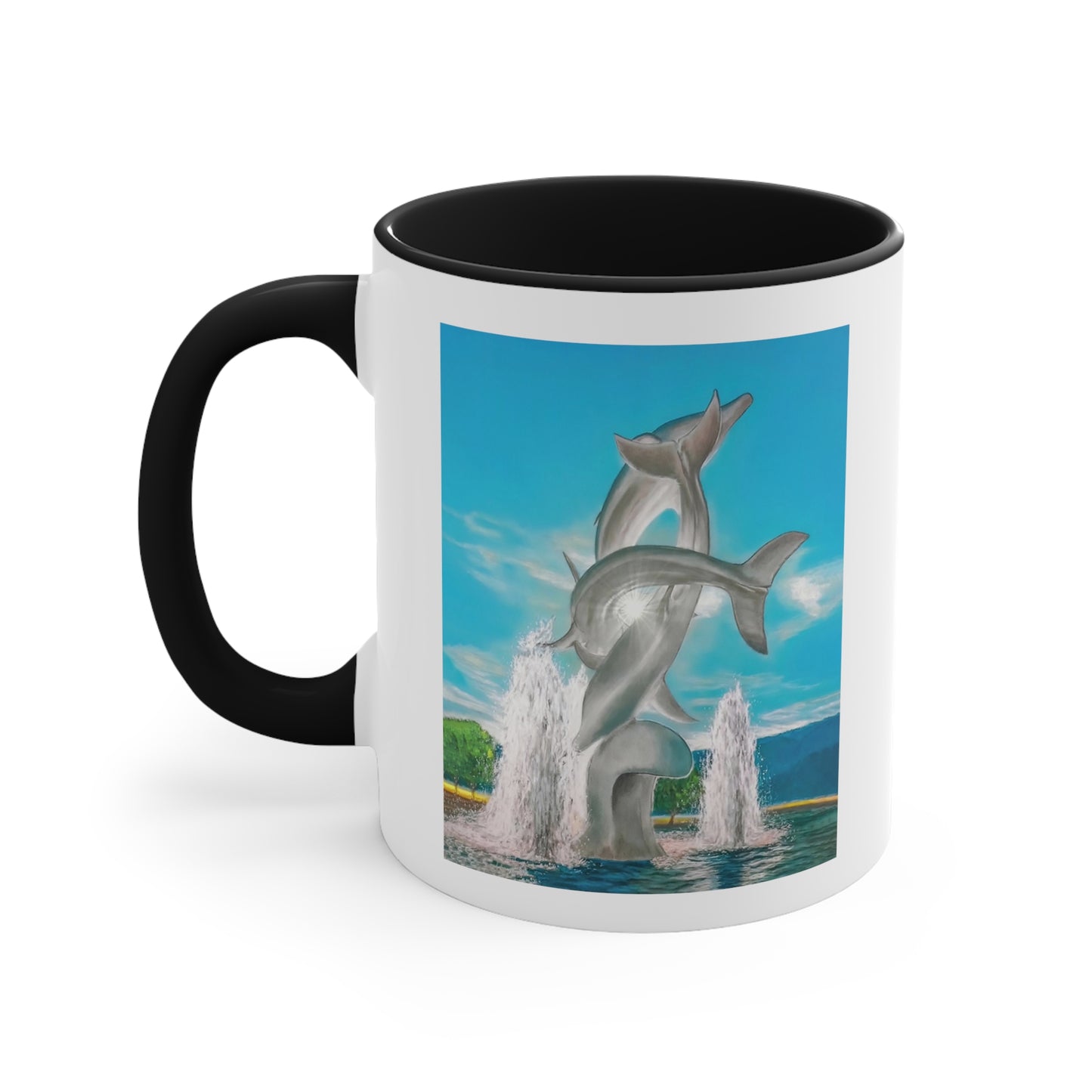 11oz Accent Mug | "The Dolphins" Kelowna, BC  | Custom Art Print