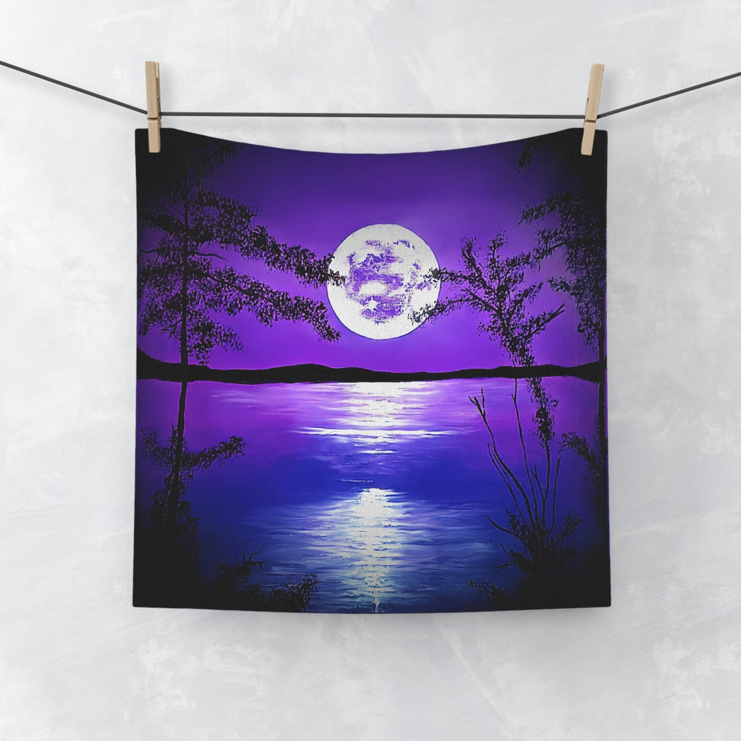 Face Towel | "Purple Moonlight" Kelowna, BC | Custom Art Print