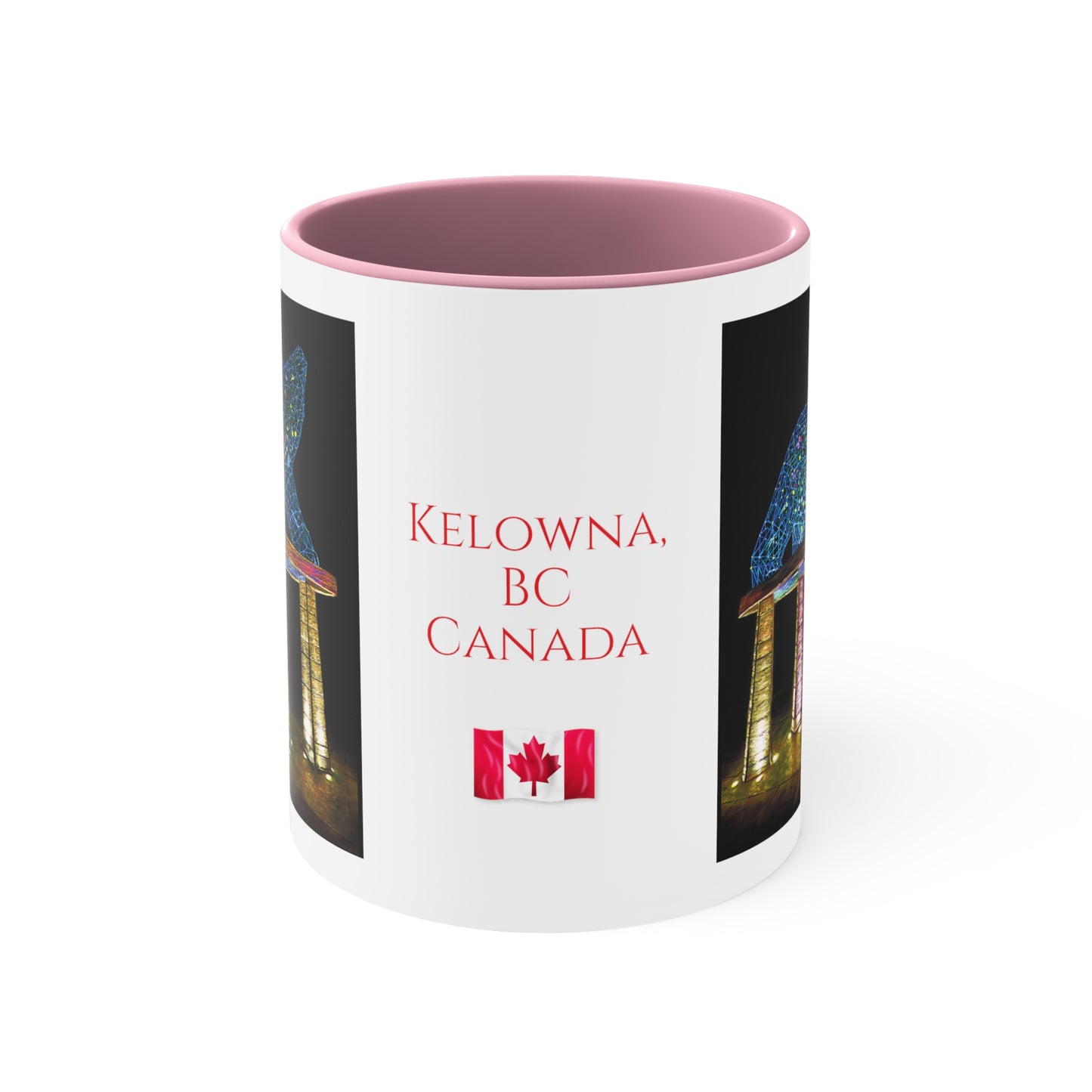 11oz Accent Mugs | "Bear" Kelowna, BC Canada Text | Custom Art Print