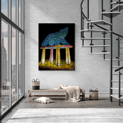 Grizzly Bear Statue | Original Artwork, Canvas Print