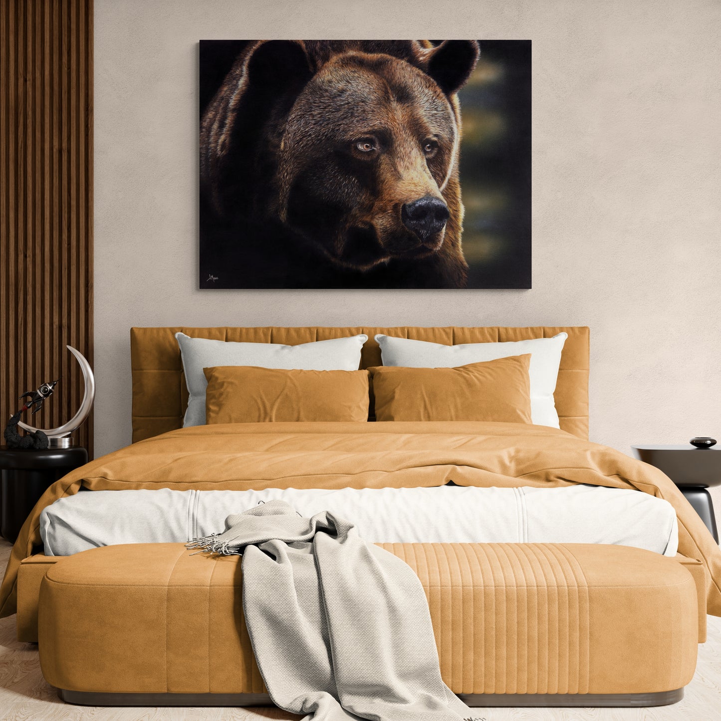 Out Of Darkness | Original Bear Canvas Art Print