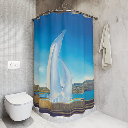 Shower Curtain - "The Sails" Kelowna Statue/Water Fountain