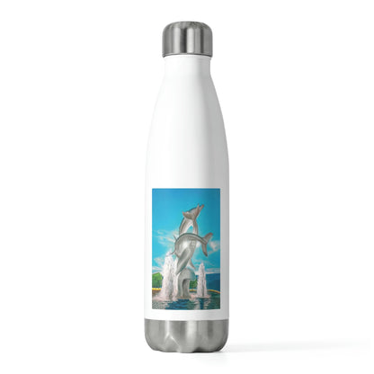 20oz Insulated Water Bottle - "The Dolphins" - Kelowna Text | Custom Art Print
