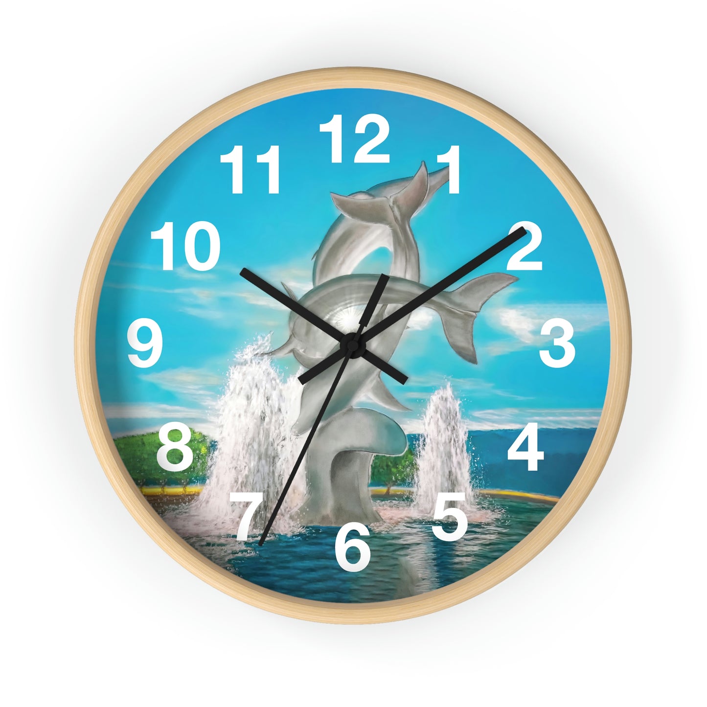 Wall Clock | "The Dolphins" Kelowna, BC | Custom Art Print