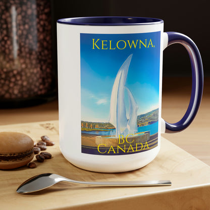 15oz Accent Mug | "The Sails" Kelowna, BC Canada | Custom Art Print
