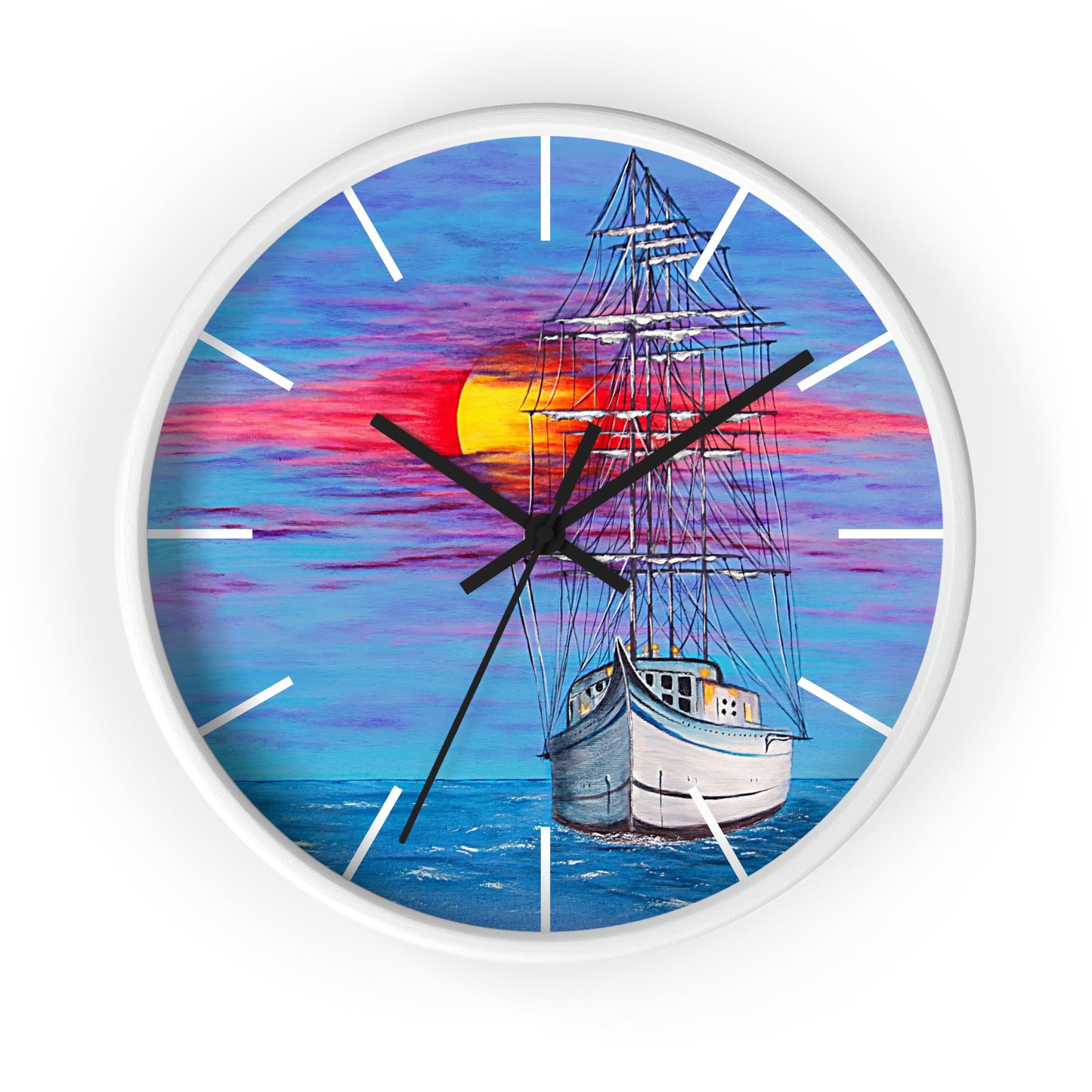 Wall Clock | "Sunset Sail" | Custom Art Print