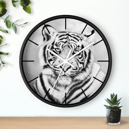 Wall Clock | "Monochrome Tiger" | Custom Art Print