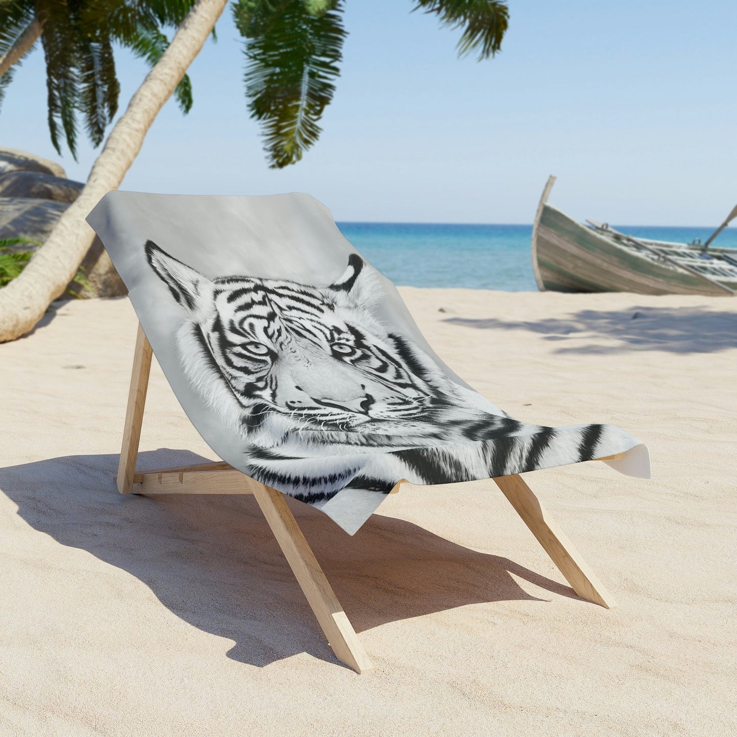 Beach Towels - "MONOCHROME TIGER"