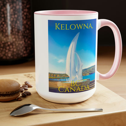 15oz Accent Mug | "The Sails" Kelowna, BC Canada | Custom Art Print