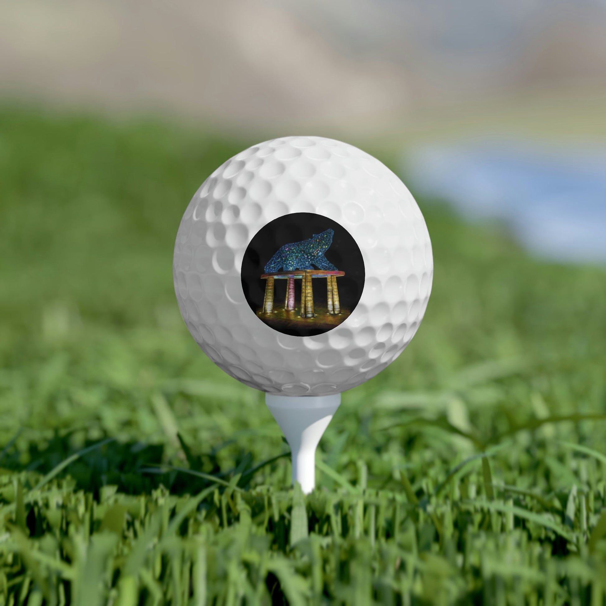 Golf Ball, single on golf tee - "BEAR" Kelowna, BC | Custom Artwork Print