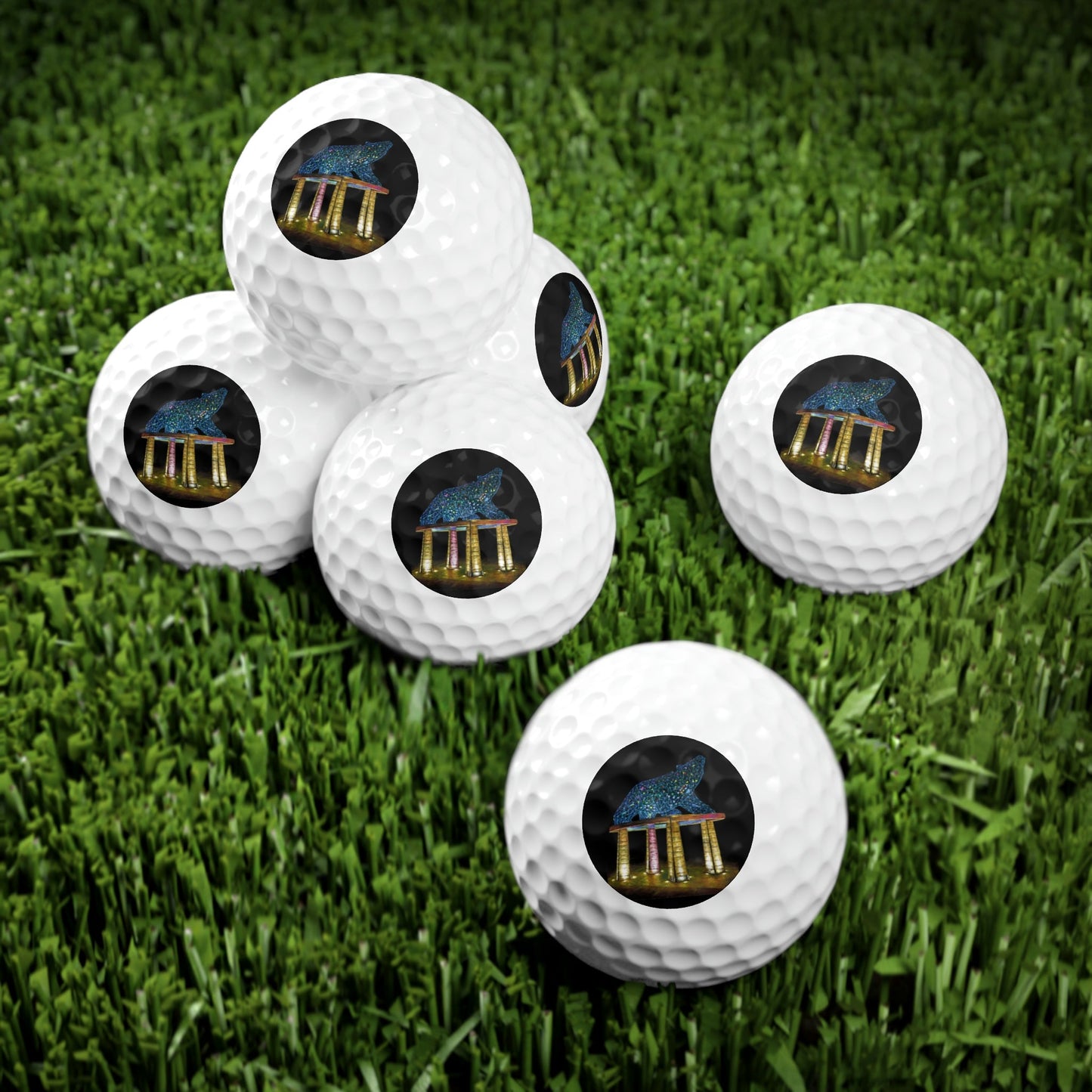 Golf Balls, 6pcs on grass - "BEAR" Kelowna, BC | Custom Artwork Print