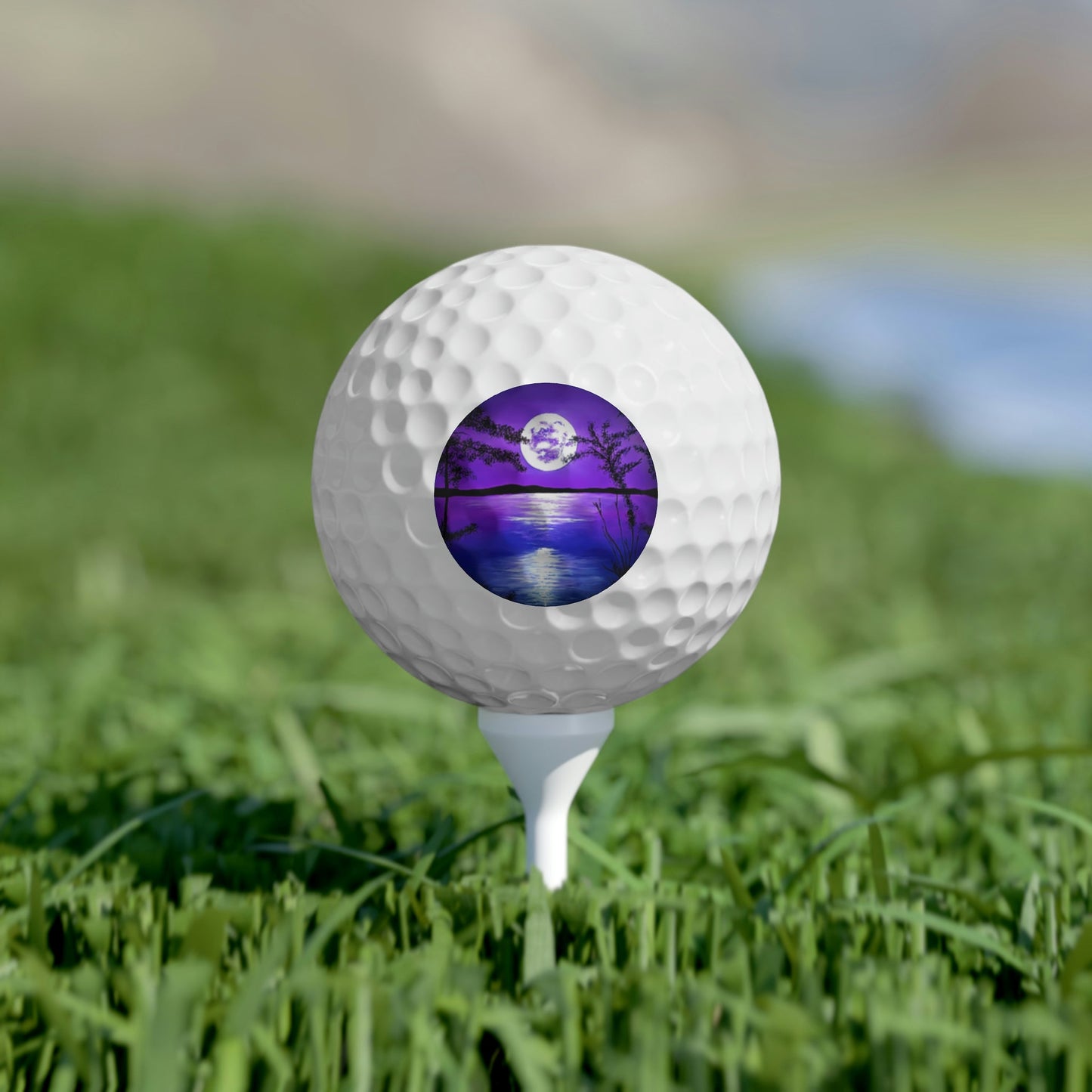Golf Balls, 6pcs - "PURPLE MOONLIGHT" | Custom Artwork Print