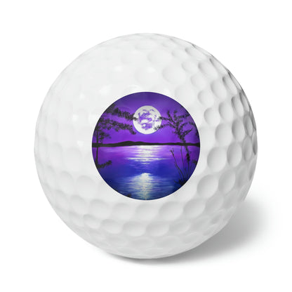 Golf Balls, 6pcs - "PURPLE MOONLIGHT" | Custom Artwork Print