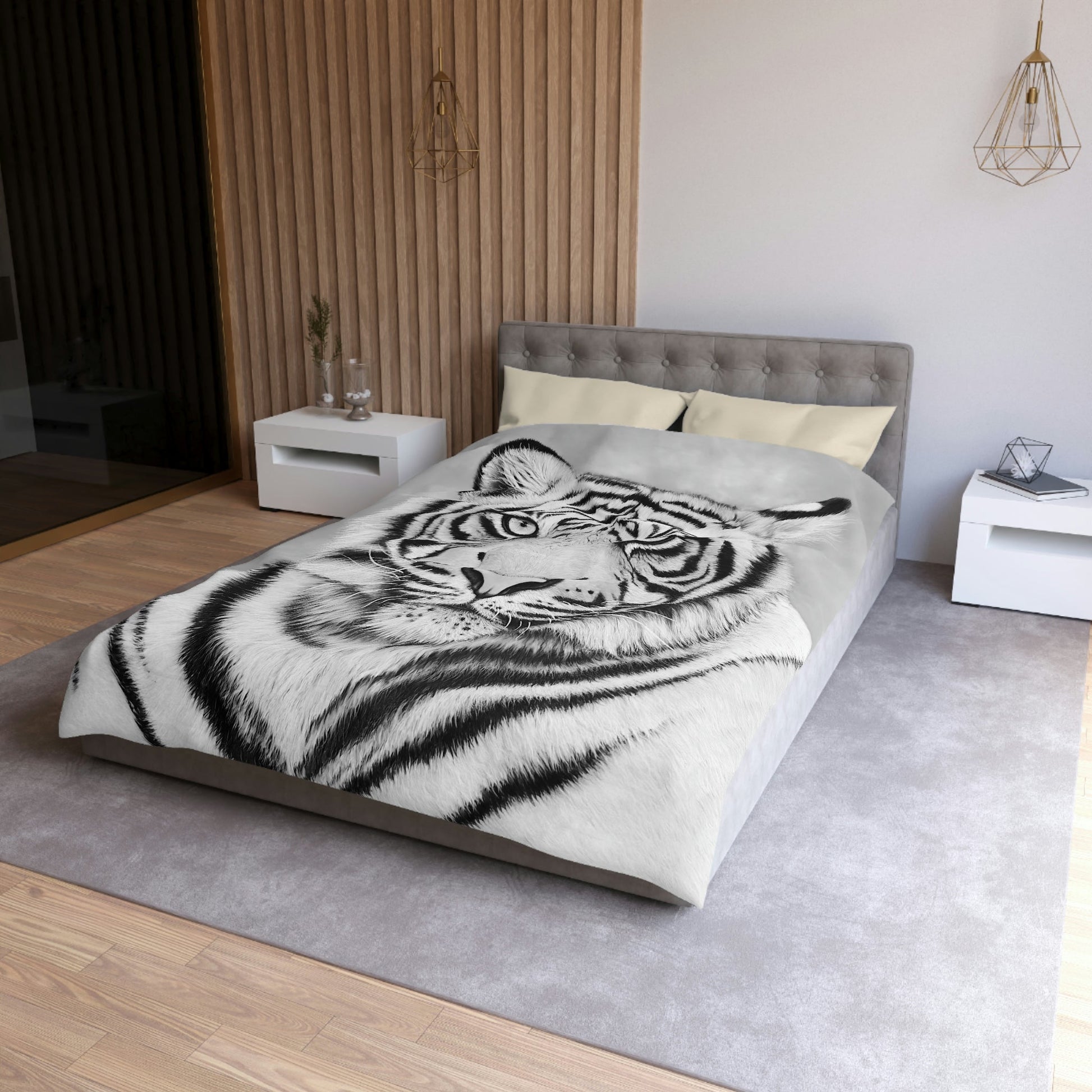 Microfiber Duvet Cover - "MONOCHROME TIGER"