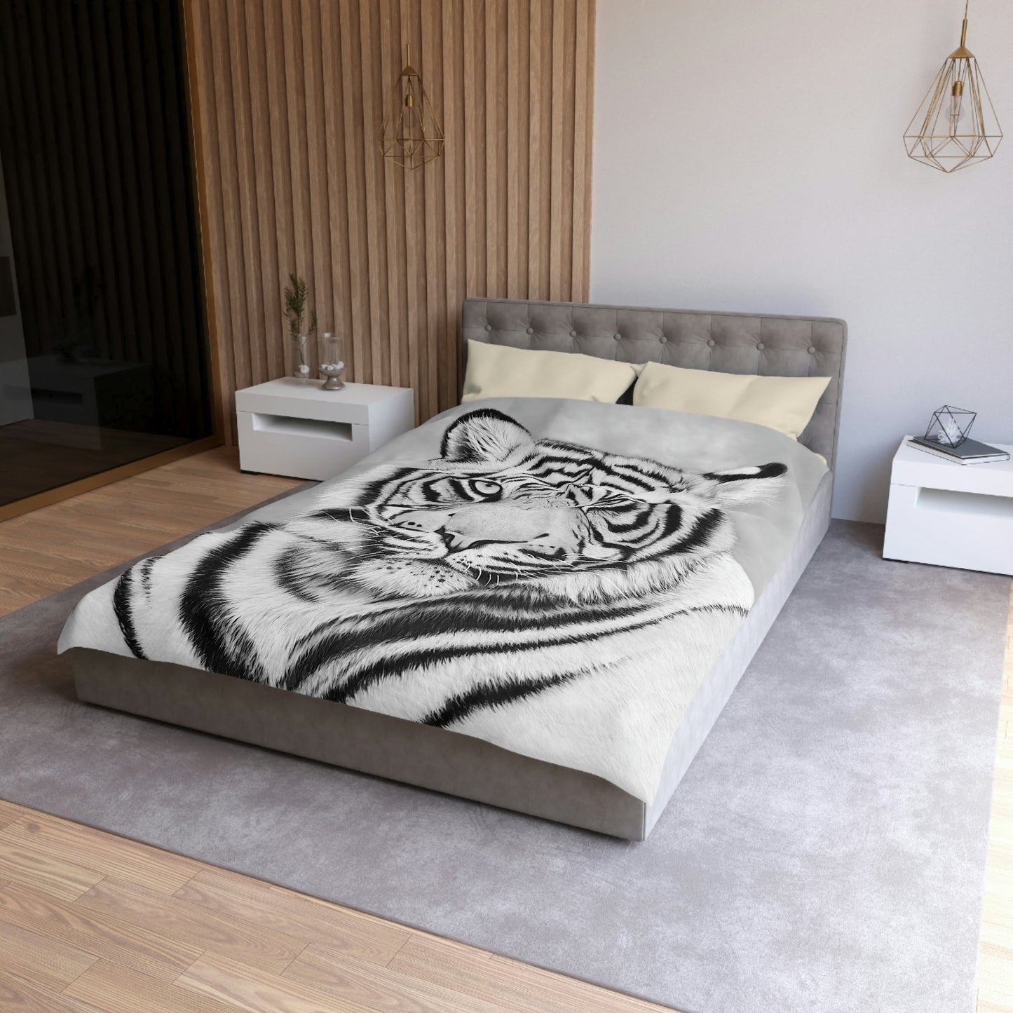 Microfiber Duvet Cover - "MONOCHROME TIGER"