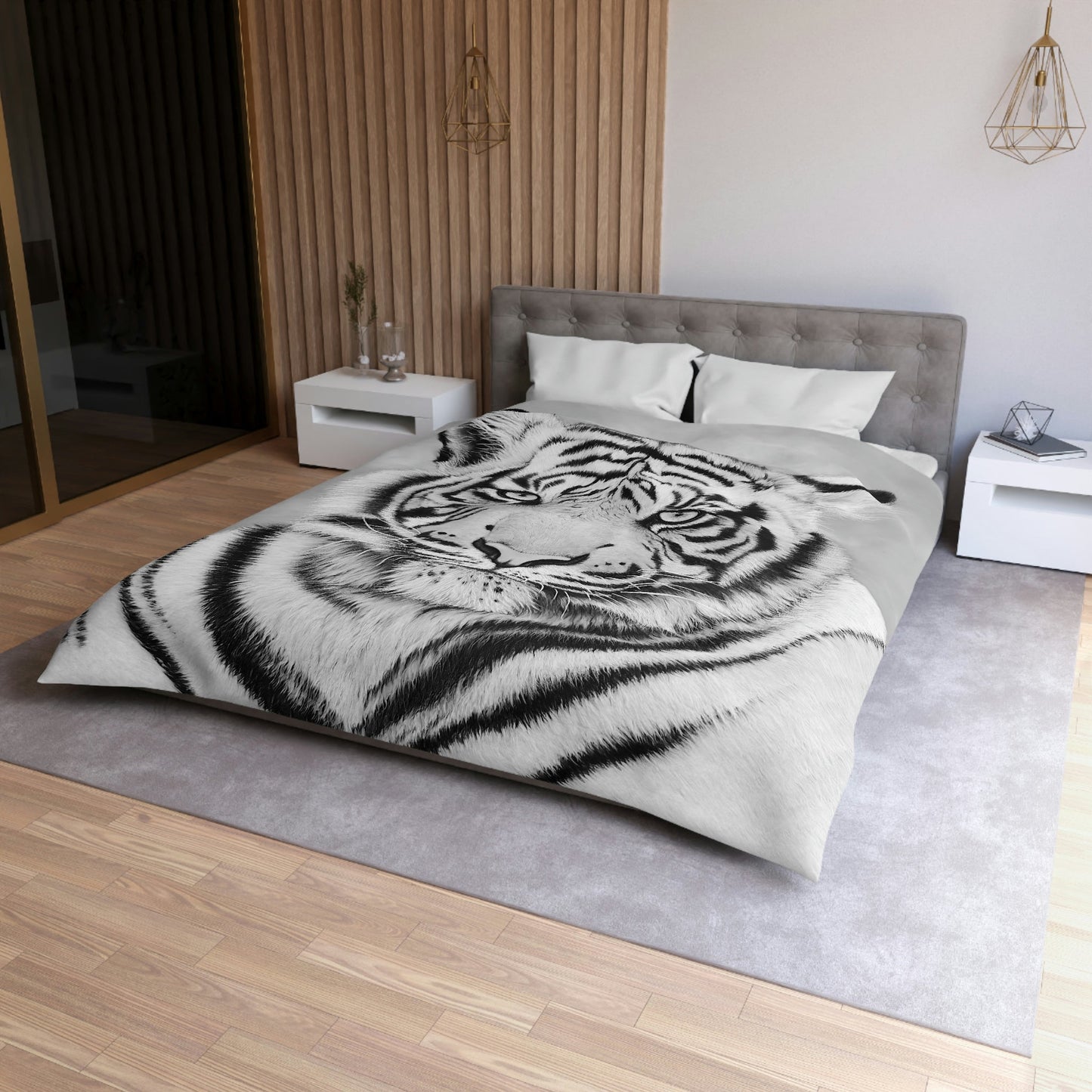 Microfiber Duvet Cover - "MONOCHROME TIGER"