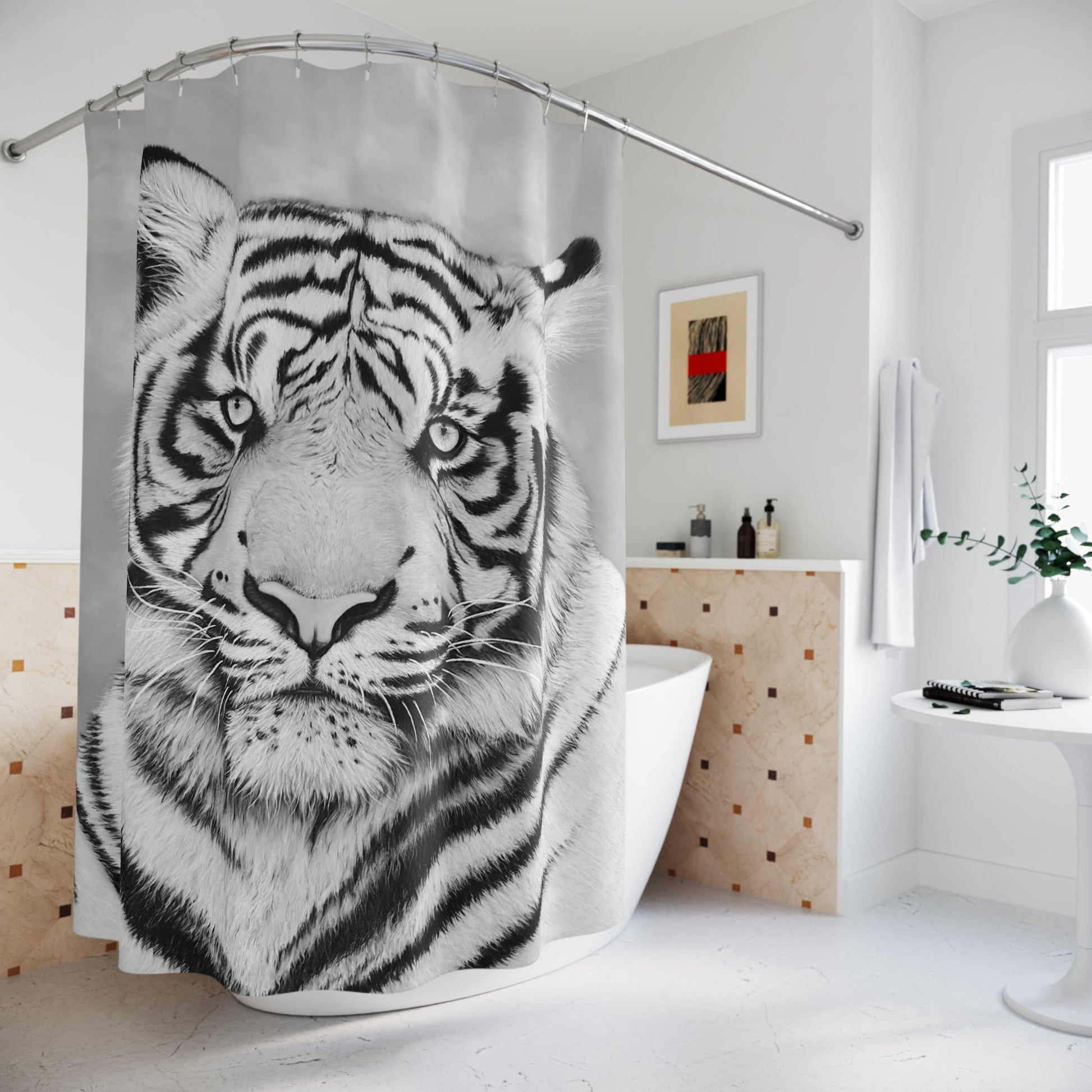 Shower Curtain - "MONOCHROME TIGER"