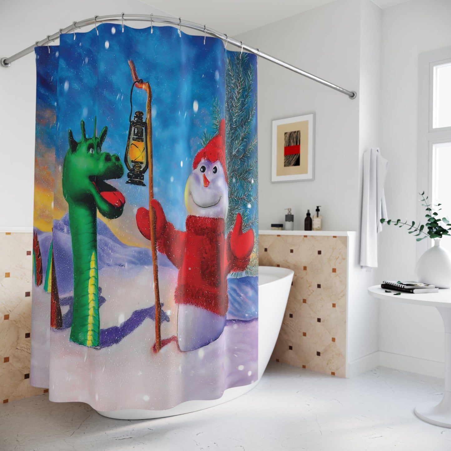 Shower Curtain - "Ogopogo & Frosty" Kelowna BC