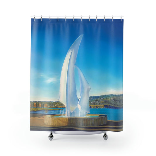 Shower Curtain - "The Sails" Kelowna Statue/Water Fountain