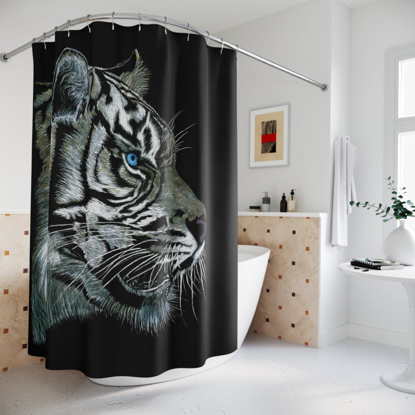 Shower Curtain - "WHITE TIGER"