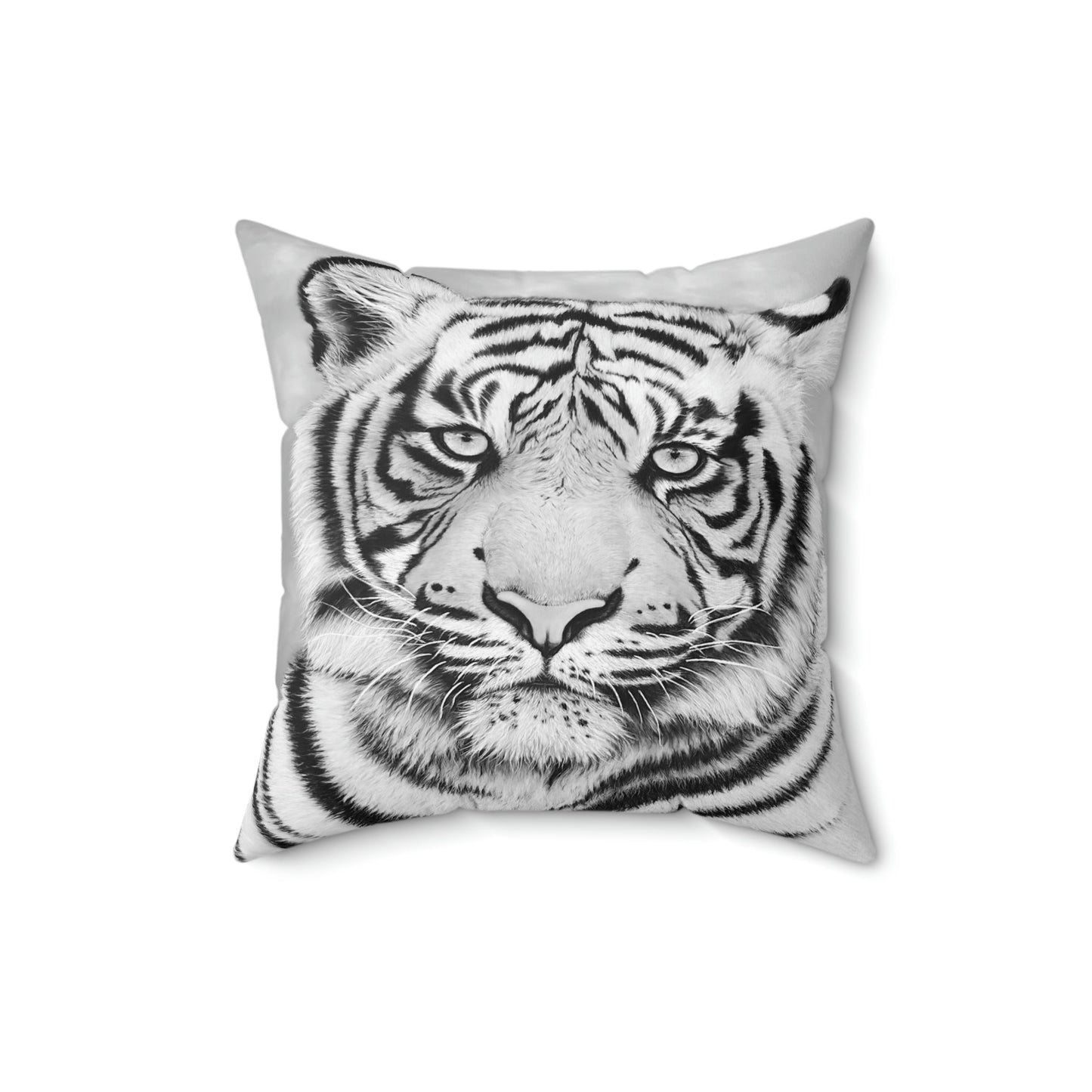 Spun Polyester Throw Pillow - "MONOCHROME TIGER"