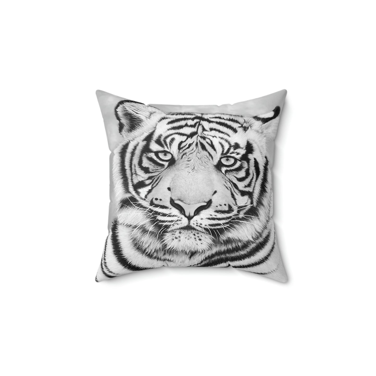 Spun Polyester Throw Pillow - "MONOCHROME TIGER"