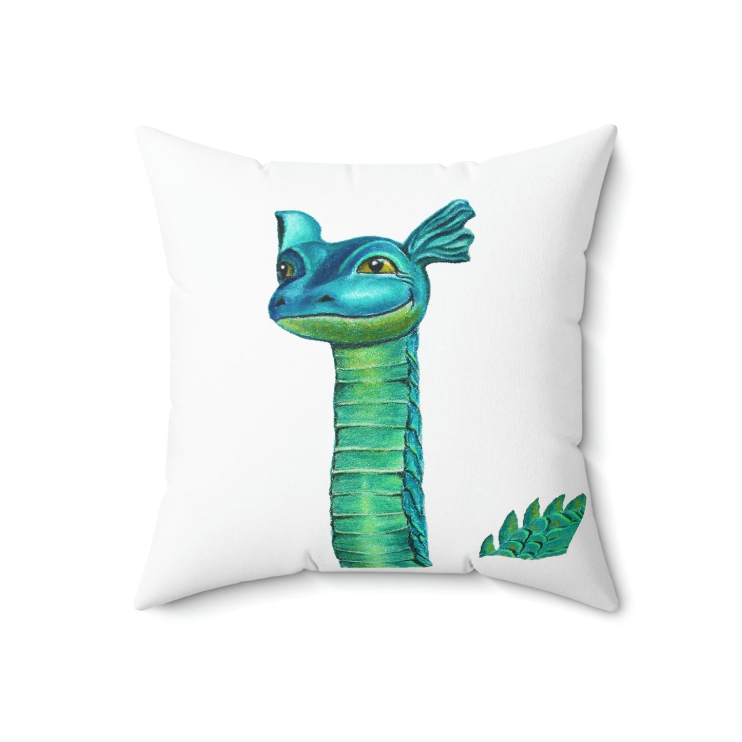 Spun Polyester Throw Pillow (White) - "LADY OGOPOGO" Kelowna, BC