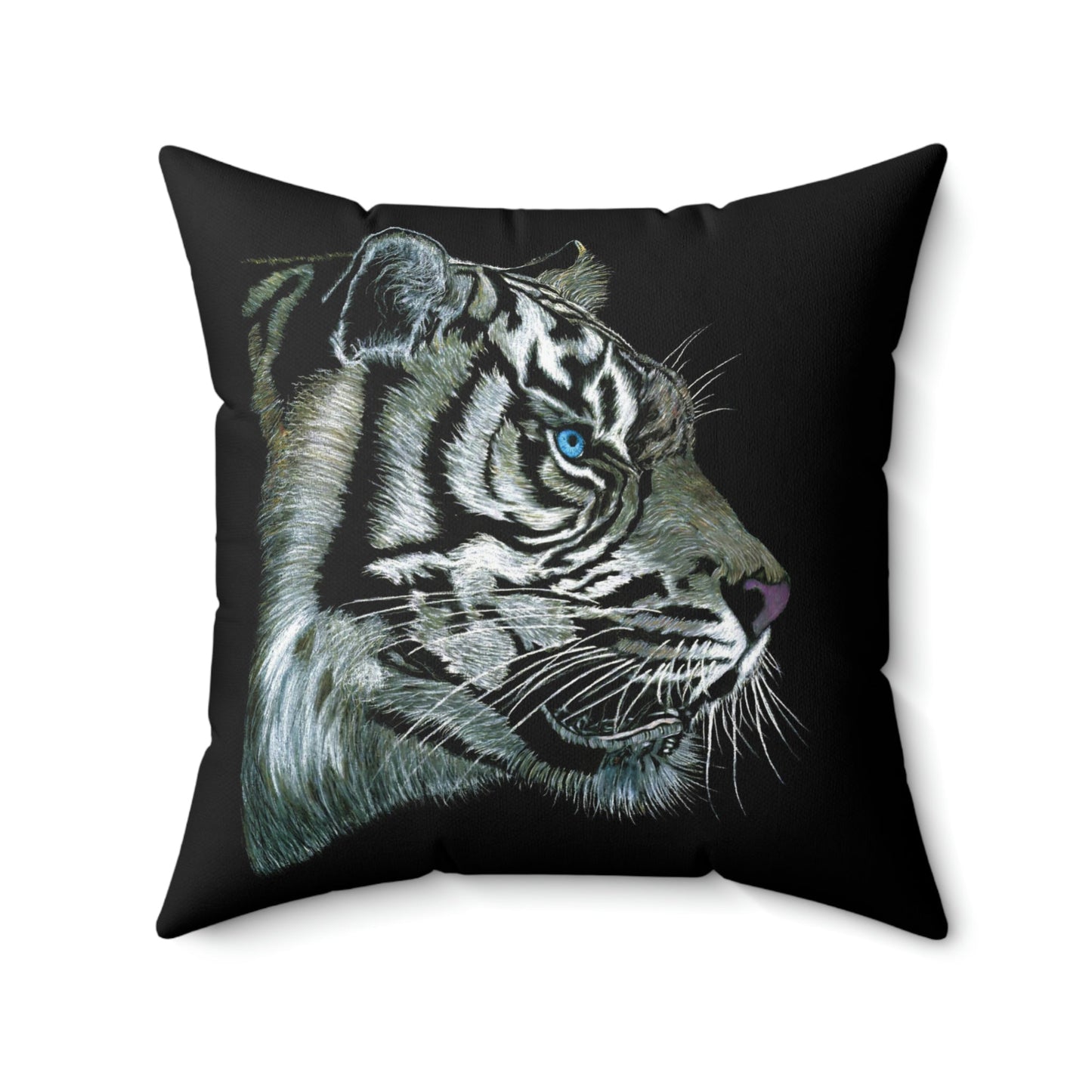 Spun Polyester Throw Pillow - "WHITE TIGER"