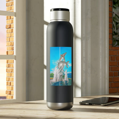 "The Dolphins" Copper Insulated Bluetooth Water Bottle 22oz | Audio Speaker Lid