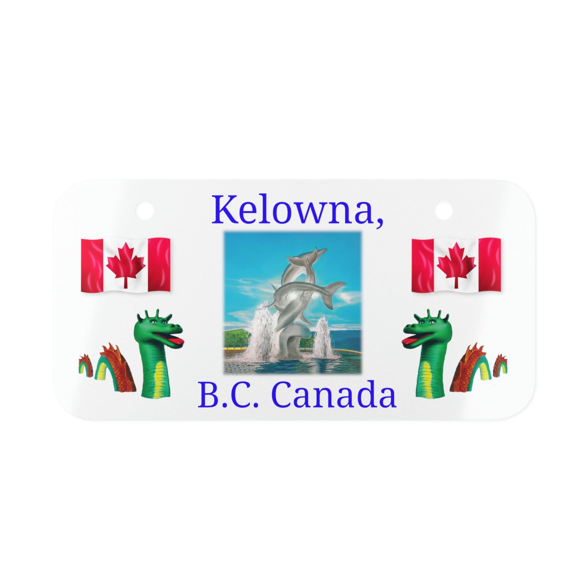 "The Dolphins & Ogopogo" Kelowna, B.C. Canada | Mini License Plate for Bikes