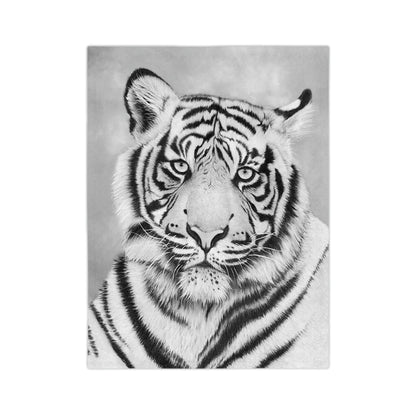 Velveteen Minky Blanket - "MONOCHROME TIGER"