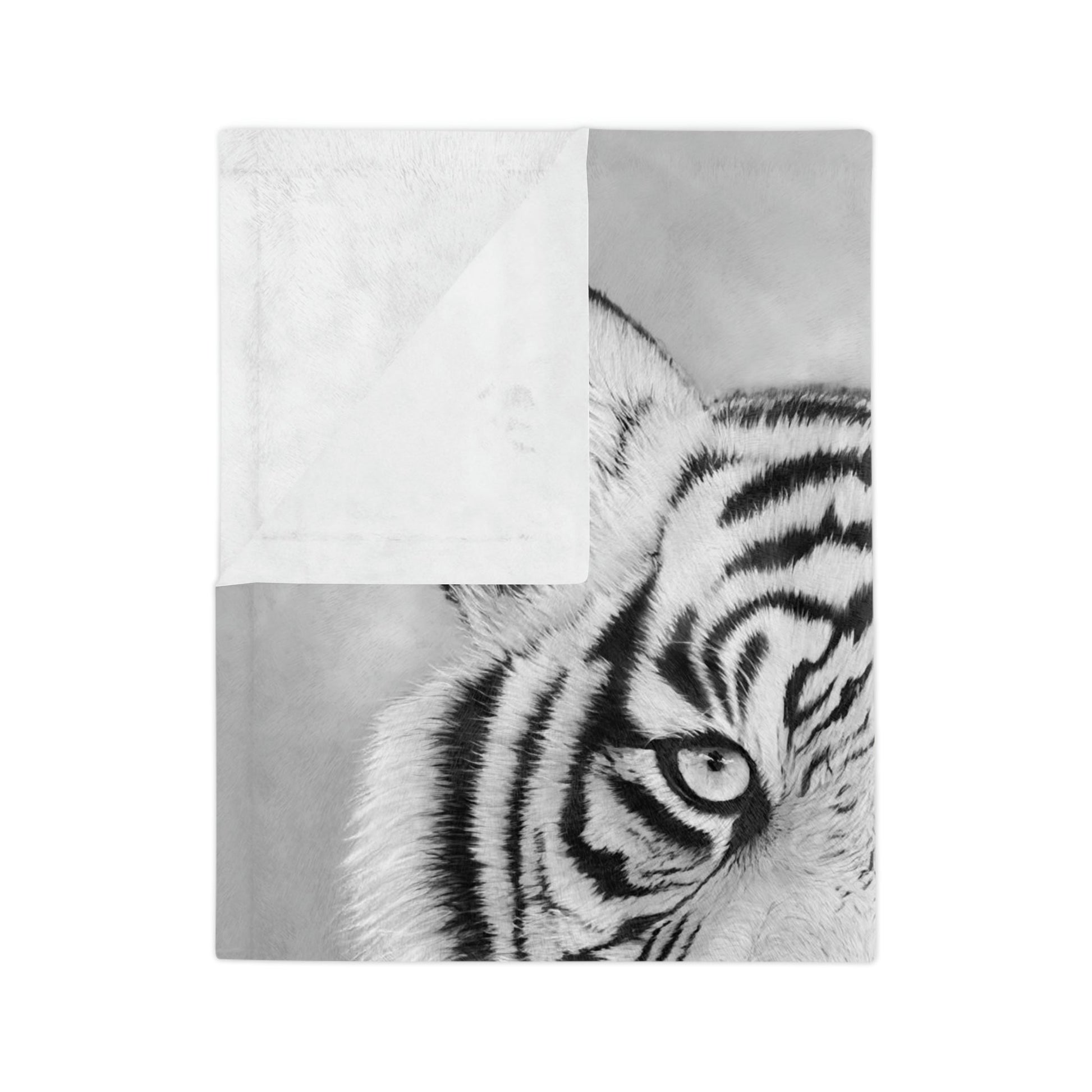 Velveteen Minky Blanket - "MONOCHROME TIGER"