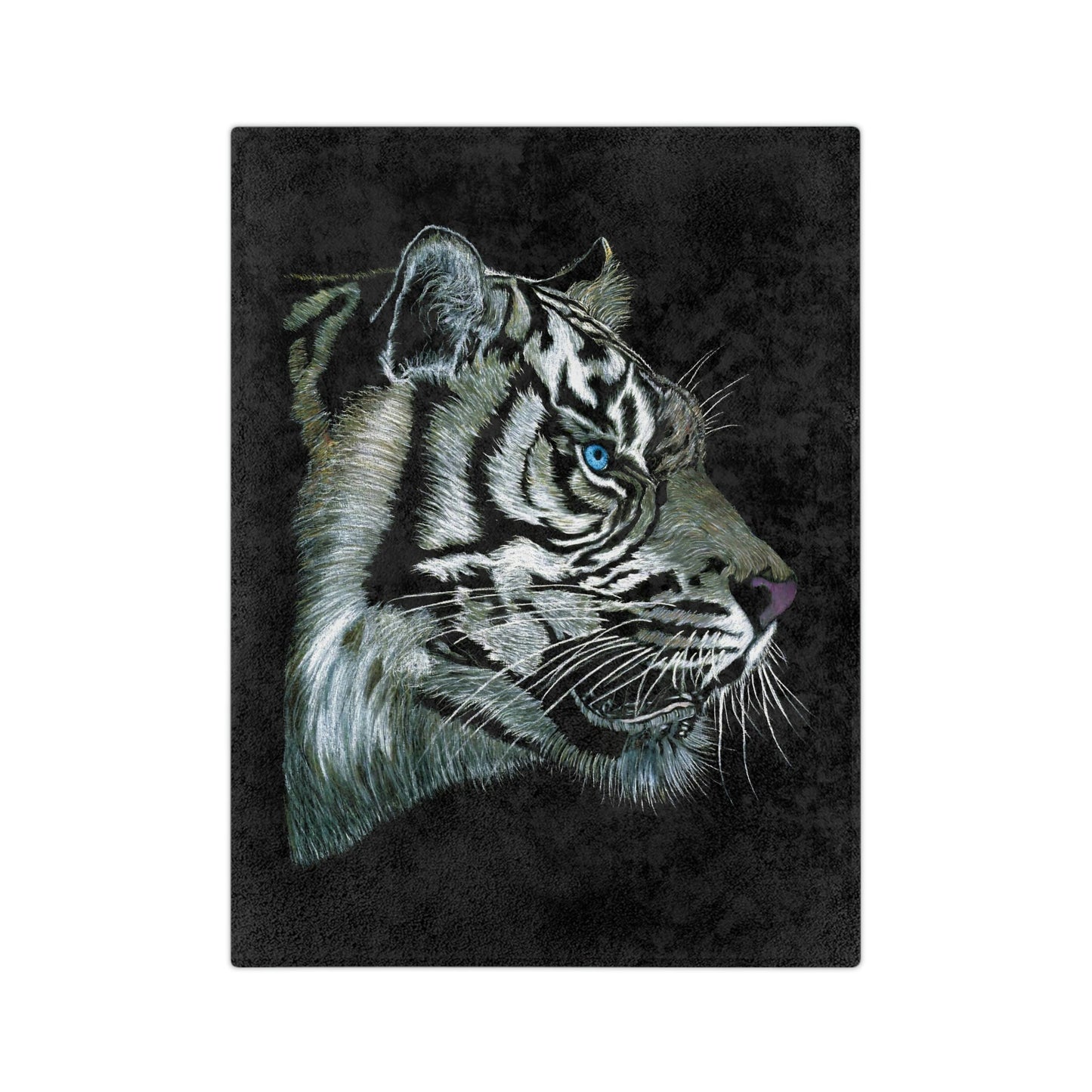 Velveteen Minky Blanket - "WHITE TIGER"