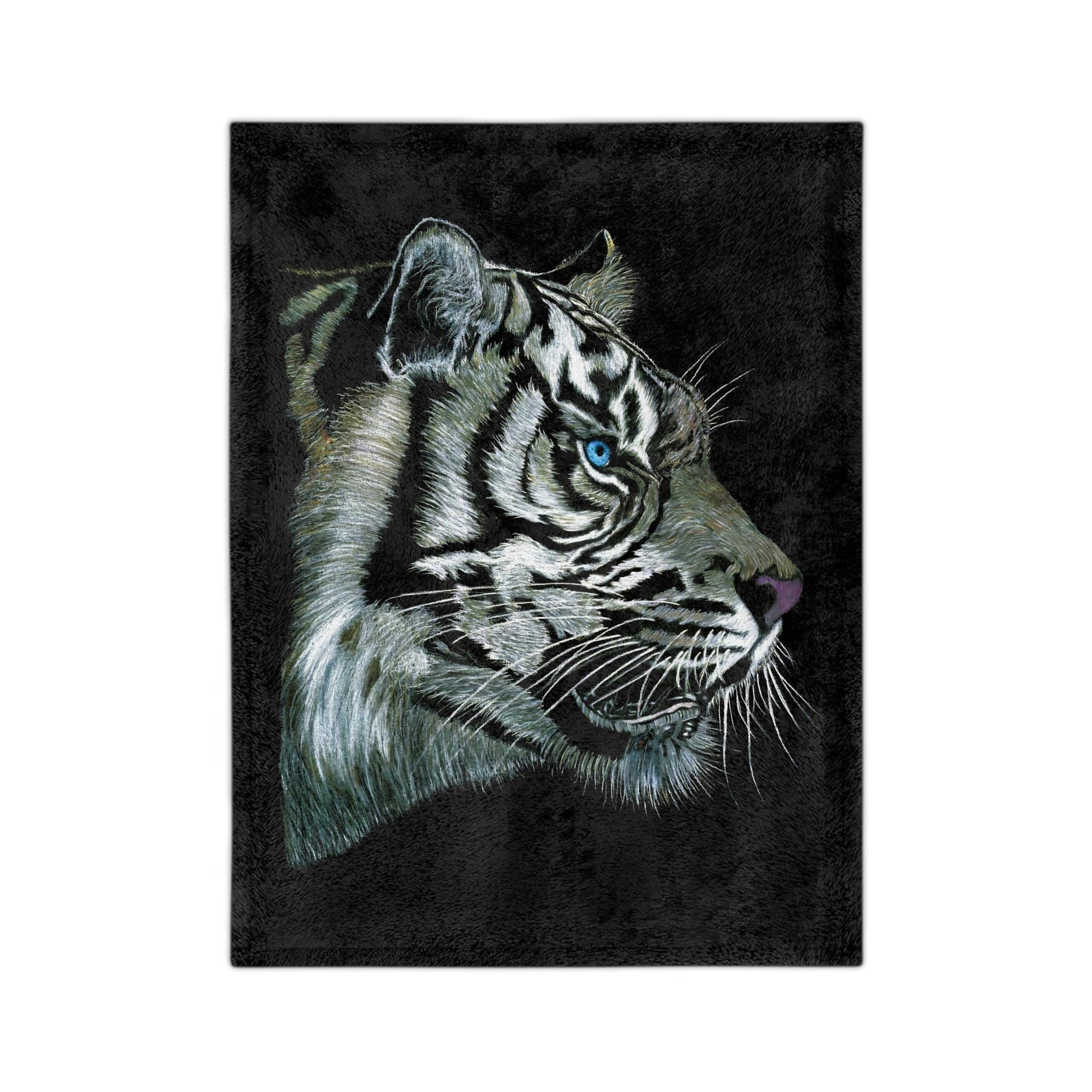 Velveteen Minky Blanket - "WHITE TIGER"